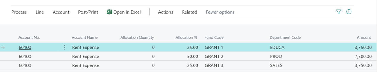 Allocation percentages