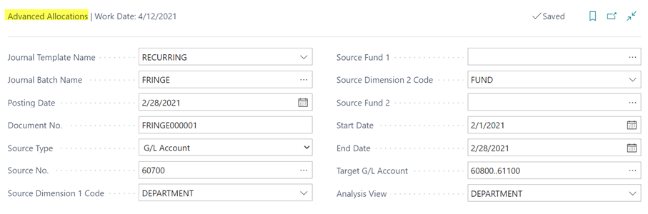 Advanced Allocations Setup
