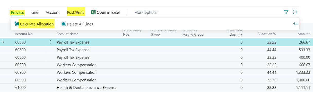 Calculate Allocation