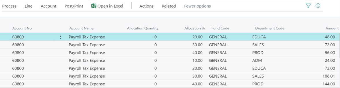 Quick Key Allocation entry results
