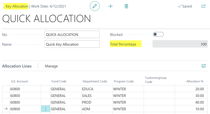 Quick Key Allocations