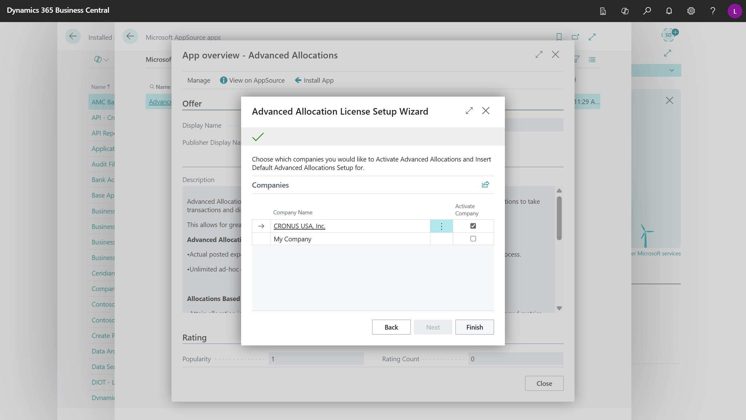 Advanced Allocations Installation