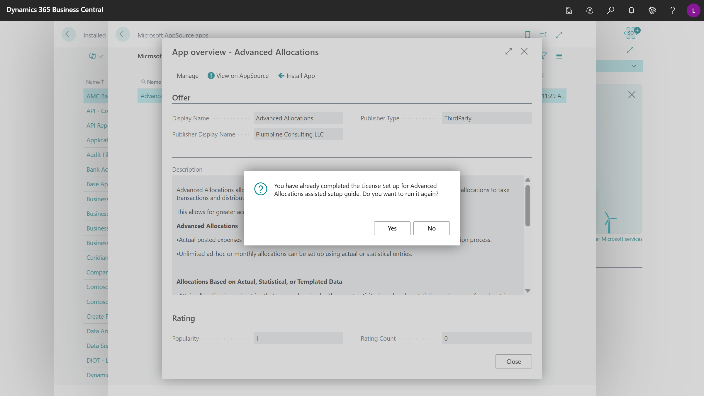 Advanced Allocations Installation